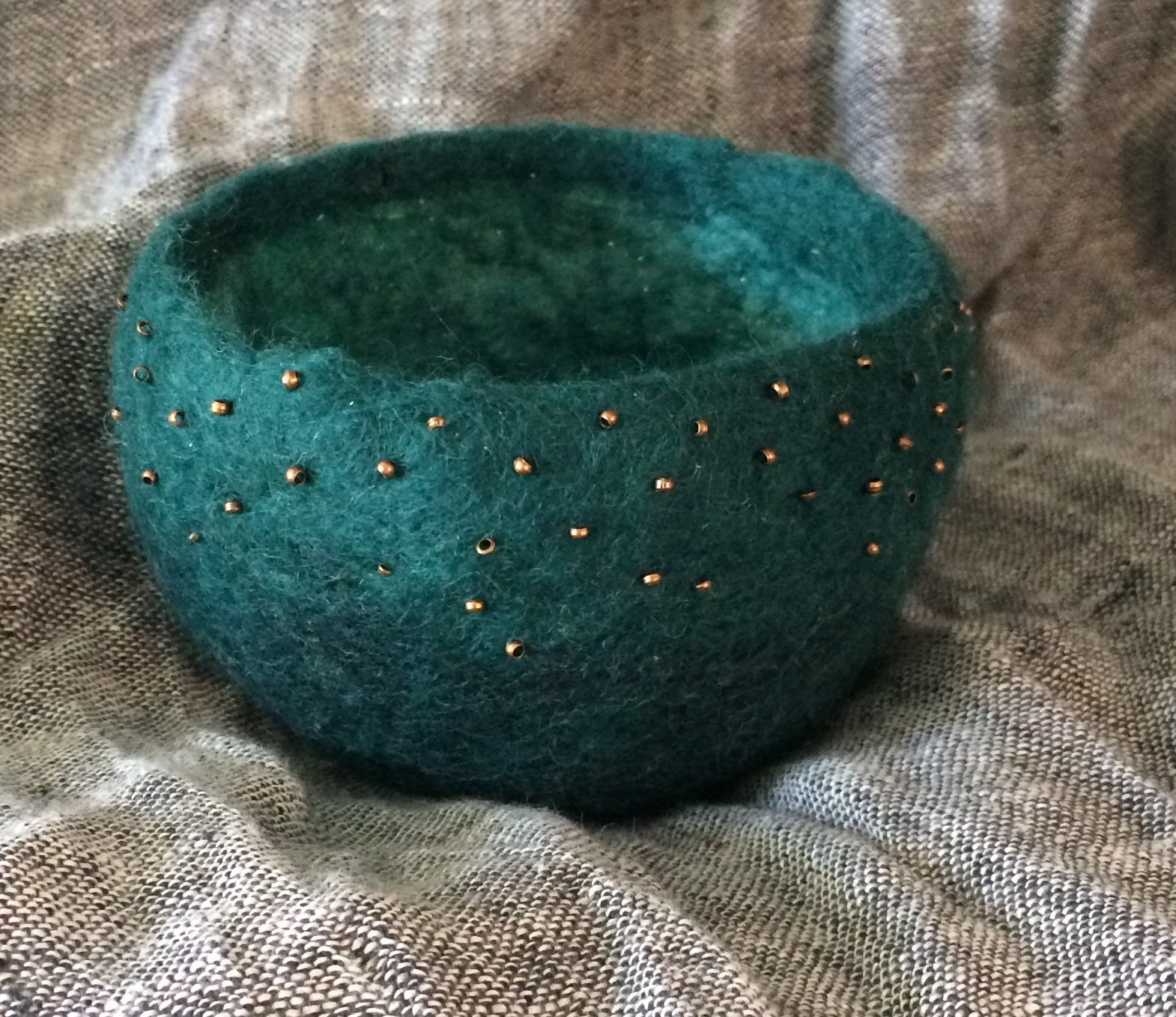 Needle Felted Beaded Bowls Handmade by Velvetmushroom Etsy