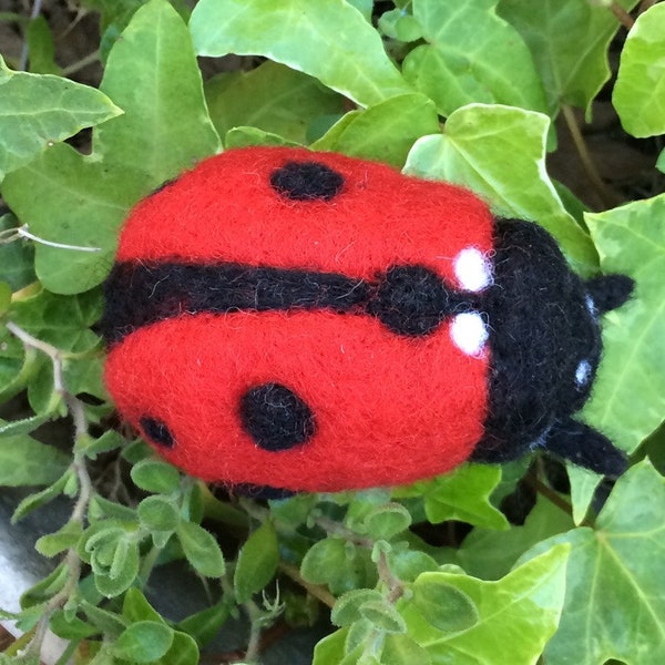 Needle felted Ladybird Brooch - Handmade by Velvetmushroom