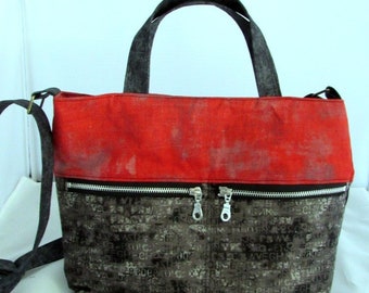 Die Alice Geldbörse, Schultertasche, Cross Body Bag, Moda Metropolis Stoff Geldbörse mit grundlegenden grau rot Grunge Stoff