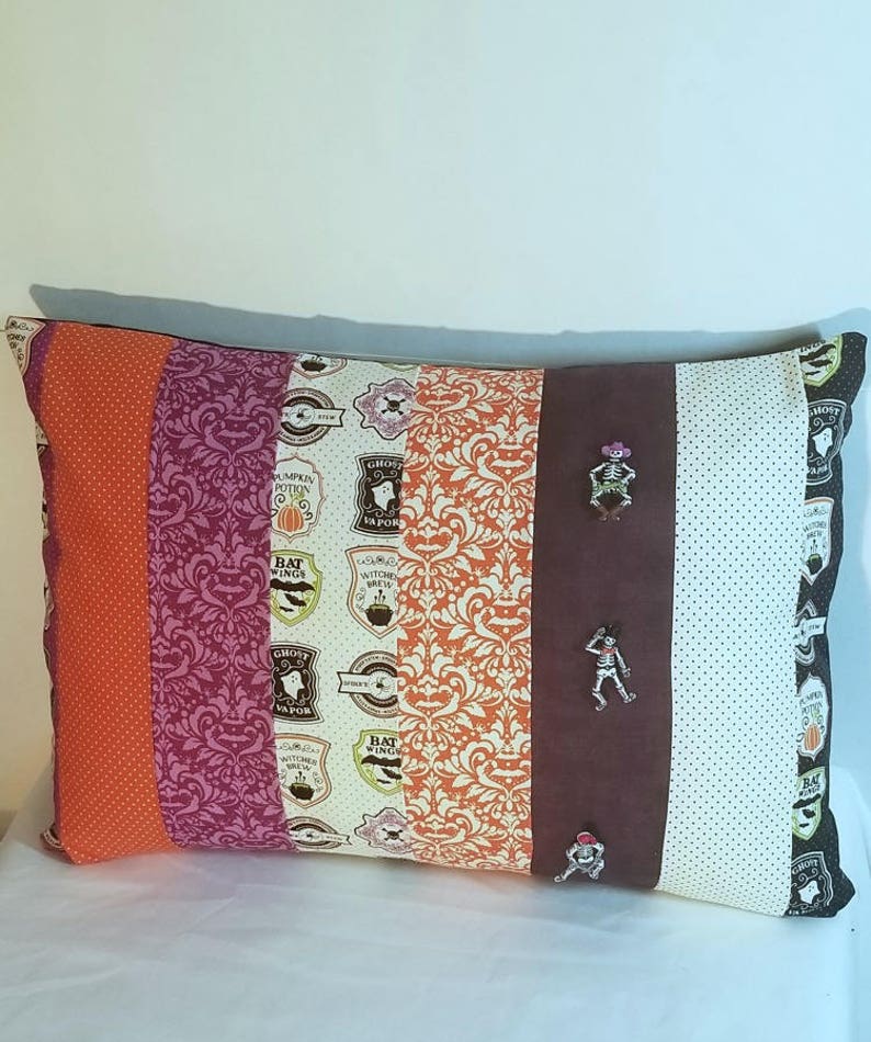 Halloween Patchwork Pillow Cover Decorative Pillow Cover 12 x 16 Pillow Cover Skeleton Pillow cover