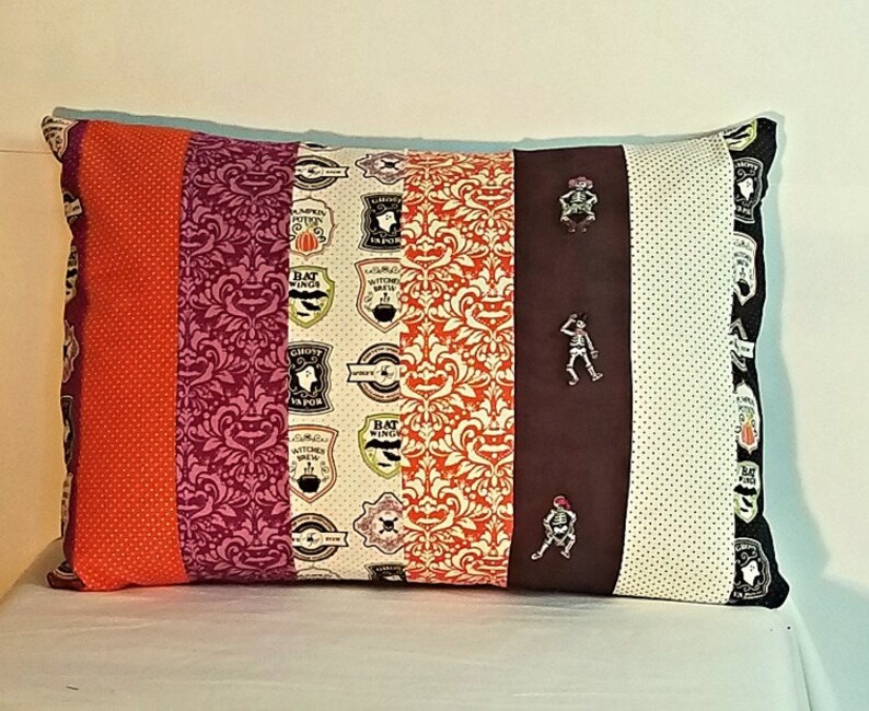 Halloween Patchwork Pillow Cover Decorative Pillow Cover 12 x 16 Pillow Cover Skeleton Pillow cover