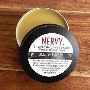 NERVY Muscle Rub St. John's Wort, Skullcap, Motherwort, Birch Bark, Blue Vervain, Sage nerve pain image 1