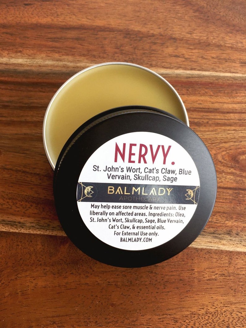 NERVY Muscle Rub St. John's Wort, Skullcap, Motherwort, Birch Bark, Blue Vervain, Sage nerve pain image 1