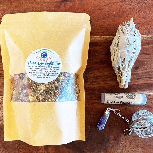 Third Eye Sight Gift Set for Psychic Divination, Vivid Dream Enhancing | Dream Catcher Bedtime Balm + Third Eye Sight Tea Gift Set