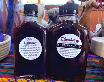 Elderberry Syrup by BalmLady | Pure Natural Support Liquid Herbal Supplement | Homemade Herbal Honey Natural Cough and Cold | 6.5 oz