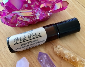 Pink Lotus Essential Oil Perfume | Delicate and Mysterious, Exotic Lotus Scent. Roll On Perfume 10 ml, Gift for her