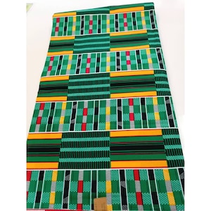 Tessuto africano Wax 100% cotone "kenté verde"