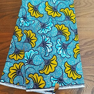 Wax fabrics 100% cotton &quot;turquoise blue and yellow&quot;