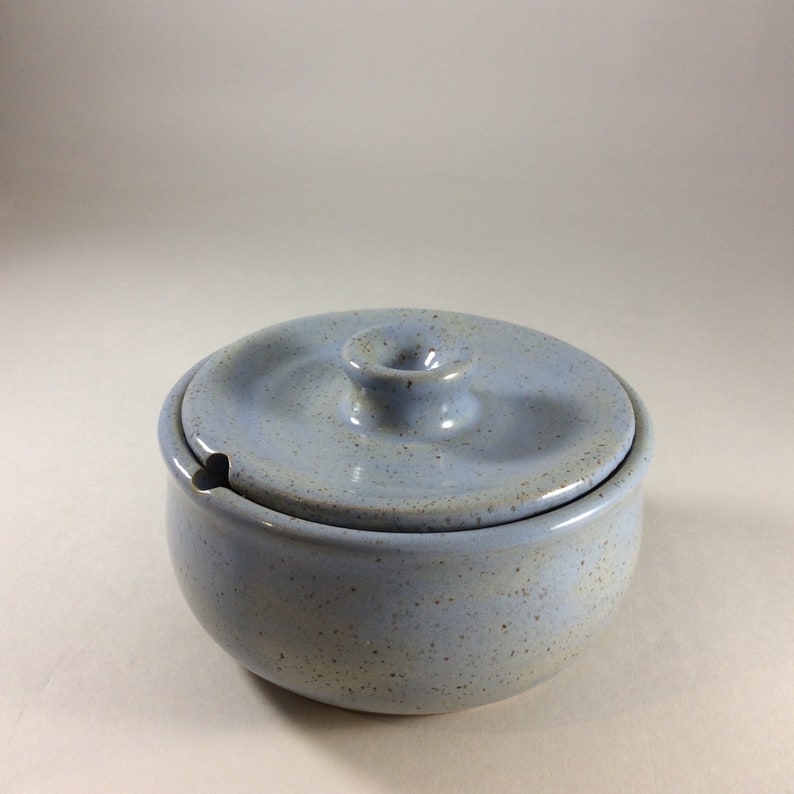 Blue Sugar Bowl With Spoon Rest Etsy