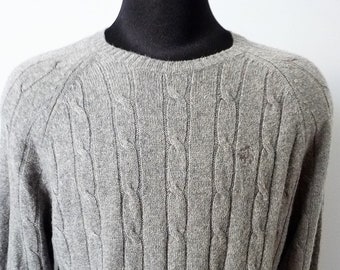 Brooks Brothers golden fleece cable knit men's gray wool sweater xl