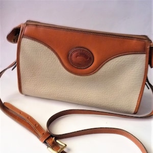 Dooney & Bourke ivory tan ALL Weather Leather vintage crossbody bag