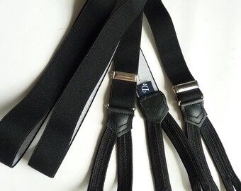 Drake's black elastic suspenders braces