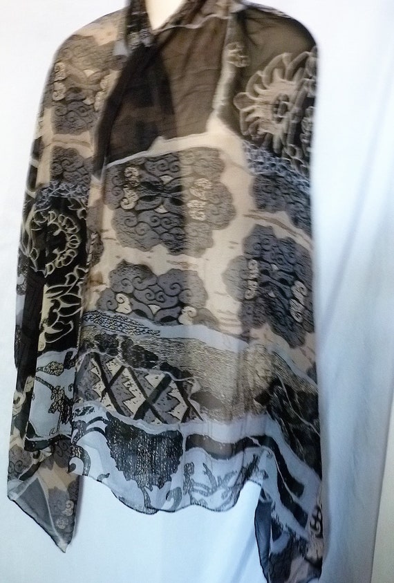 Peter Nygard vintage silk chiffon scarf shawl wra… - image 1