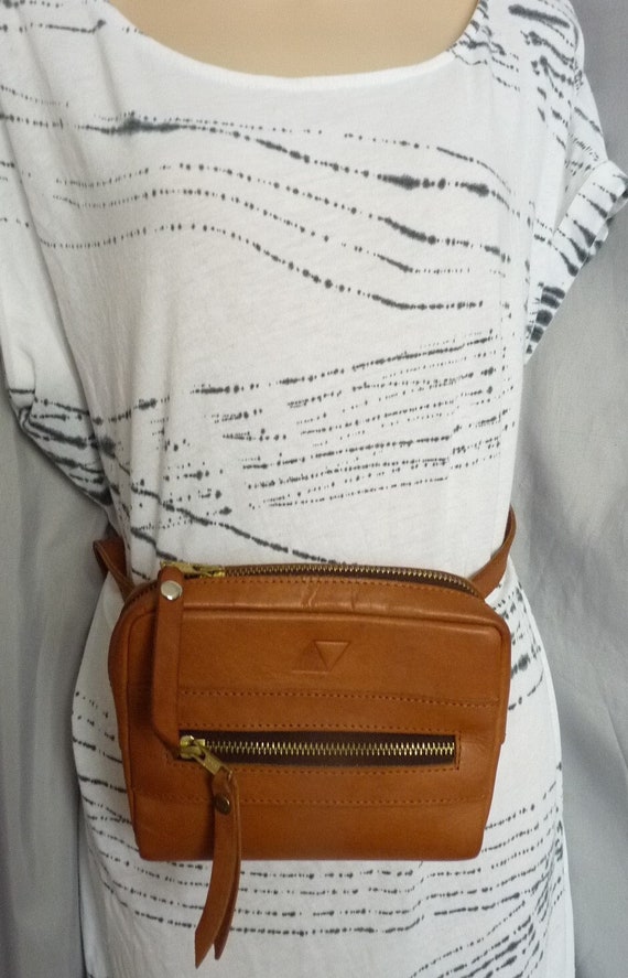 Abby Alley Kenya tan leather fanny pack waist bag