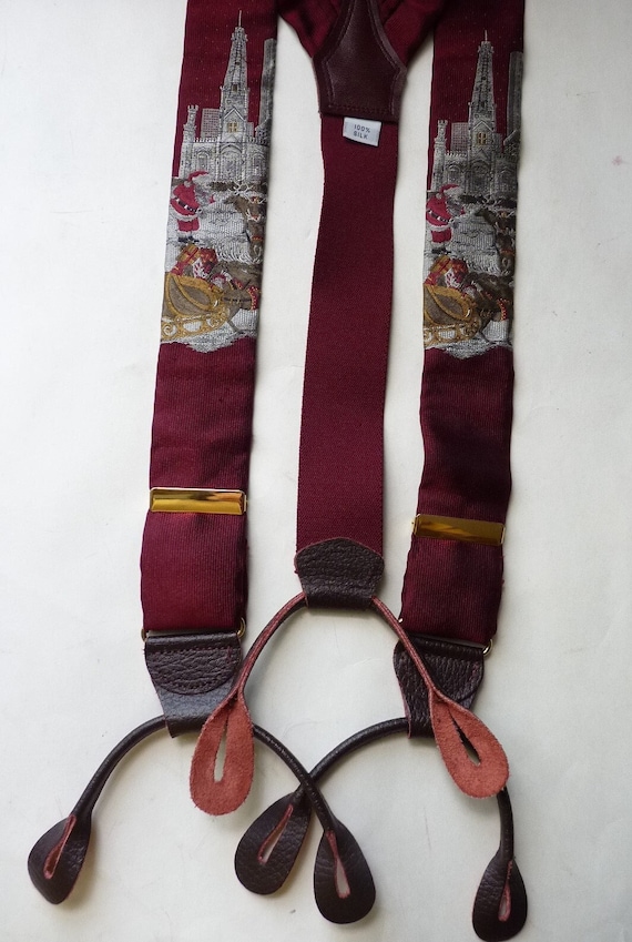 Pelican Santa Christmas Woven Silk Suspenders Braces 