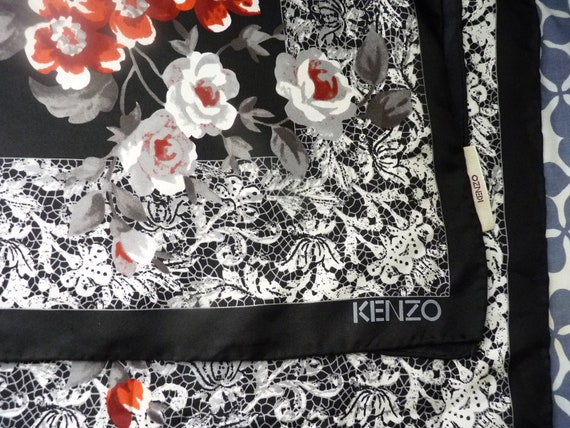 Kenzo floral silk scarf 34x34" - image 2