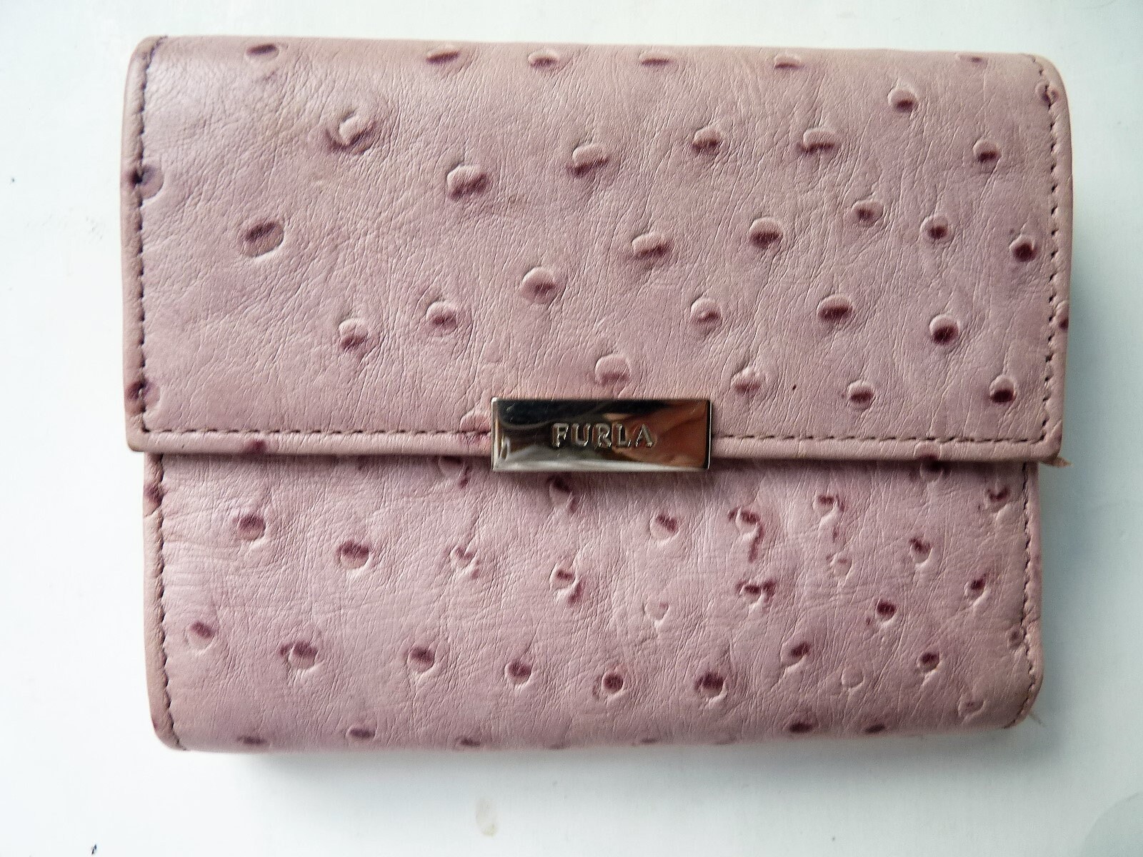Furla Pink Ostrich Embossed Leather Wallet Etsy Australia