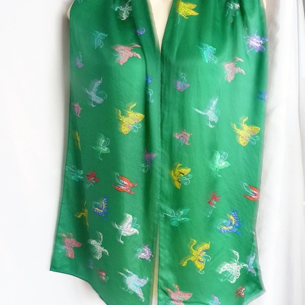 Smithsonian Institution butterflies green silk scarf