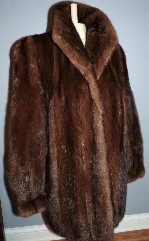 Perry Ellis brown mink fur coat Large