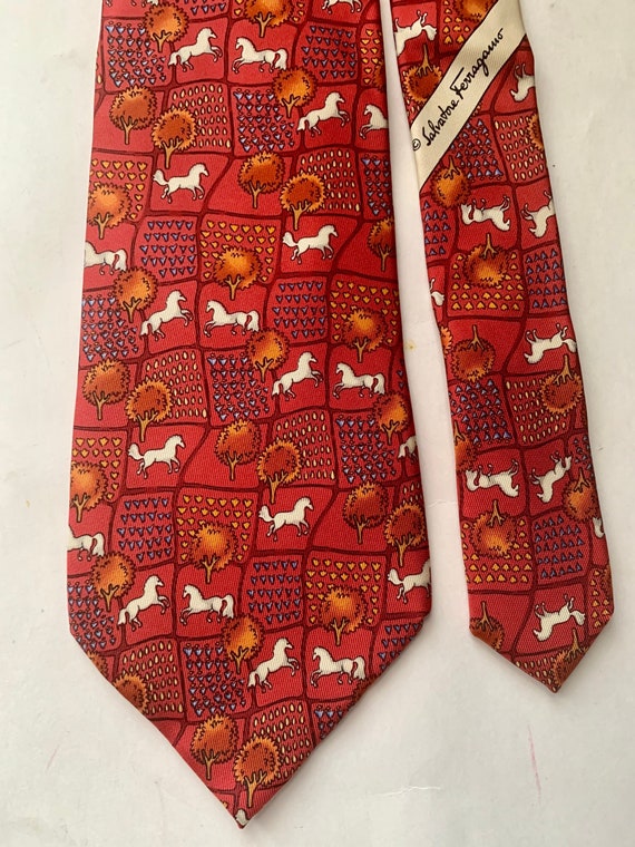 Salvatore Ferragamo horse silk tie - image 1