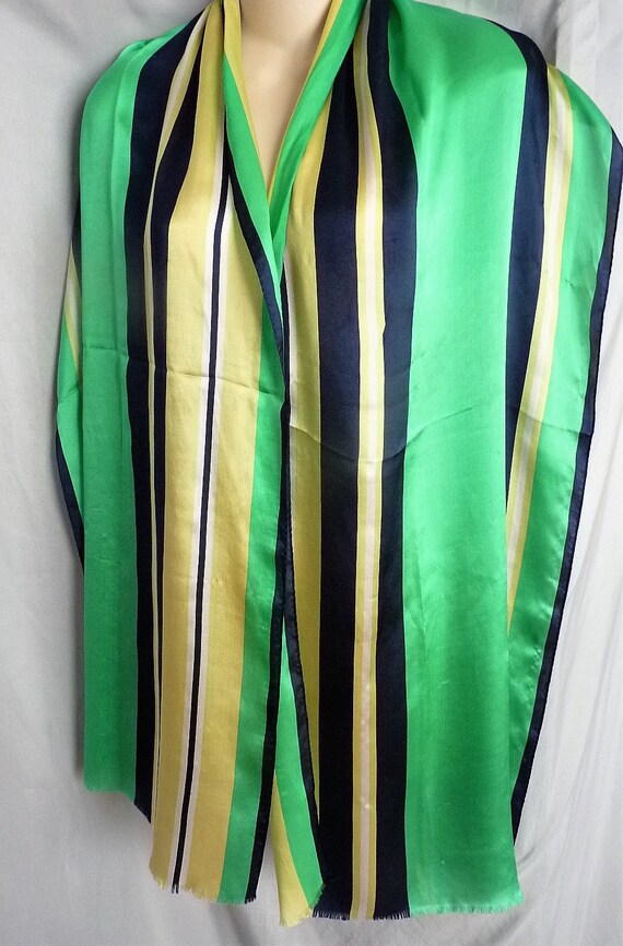 Echo striped satin silk shawl scarf 70x17"