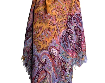 Etro iconic paisley wool silk stole shawl scarf wrap 52x52"