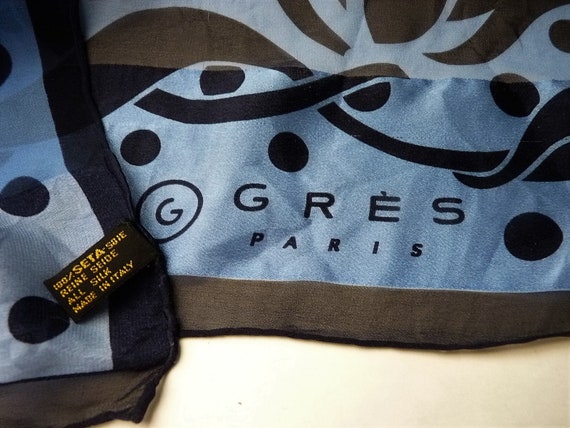 Grès Paris blue silk scarf 32x32" - image 2