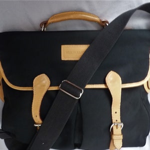 Mulholland schwarze Canvas Aktentasche Messenger Bag