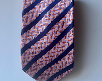 Italo Ferretti navy orange silk tie