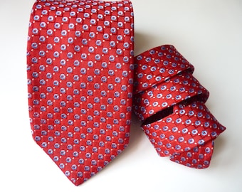 Robert Talbott red blue skinny silk tie