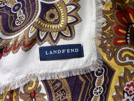 LANDS' END PAISLEY oversized  silk scarf wrap sha… - image 3
