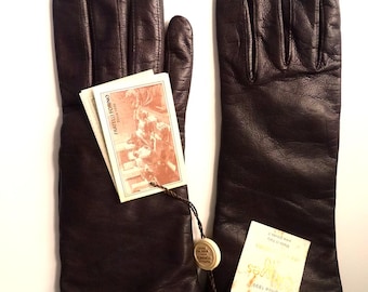 Fratelli Forino brown leather wool lined gloves S