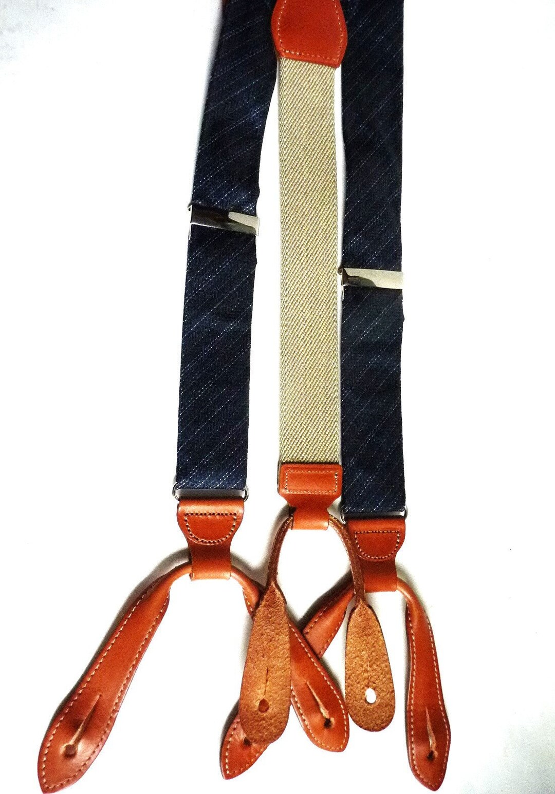 Trafalgar Made in England Navy Silver Suspenders Braces Etsy