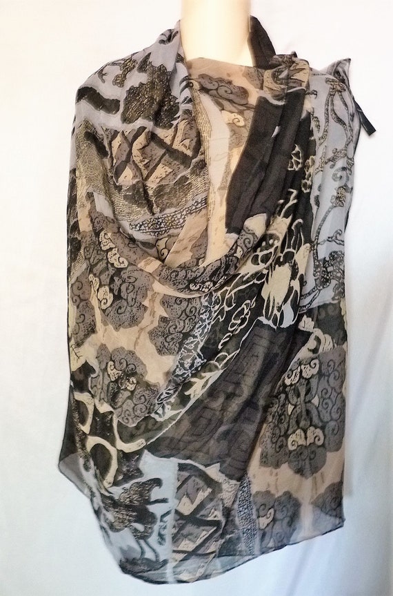 Peter Nygard vintage silk chiffon scarf shawl wra… - image 2