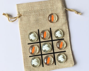 Easter Gift for Kids - Class Gift - Easter Basket Filler - Birthday Party or Wedding Favor - Tic Tac Toe Game - Bunny and Carrot