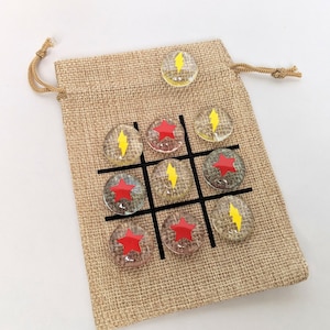 Superhero Birthday Party Favor or Gift - Tic Tac Toe Game - Goody Bag - Birthday Gift - Class Treat - Stars and Lightning Bolts