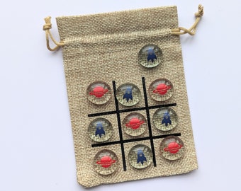 Outer Space Theme Tic Tac Toe Game: Rocket & Planet Party Favor