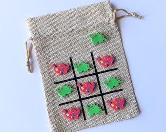 Dinosaur Birthday Party Theme - Dino Party Favor - Birthday Gift - Tic Tac Toe Game - Class Gift - Green & Red Dinosaur mini erasers