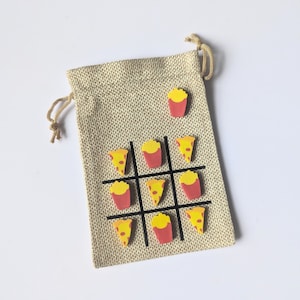 Movie Night Party Favor - Drive in, Outdoor, Backyard Movie Theme - Class Treat - Tic Tac Toe Game - Pizza and Popcorn Mini Erasers