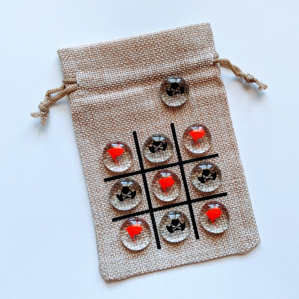 Pirate Theme Birthday Party Favor - Tic Tac Toe Game - Goody Bag - Birthday Gift - Stocking Stuffer - Pirate Hat & Flag