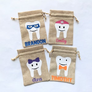 Personalized Tooth Fairy Bag: Choose Design - Superhero Mask, Tiara, Bow Tie, or Hair Bow