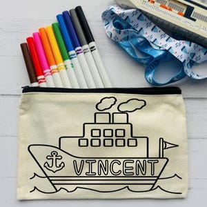 Personalized Cruise Gift: Color-Your-Own Canvas Bag & Markers