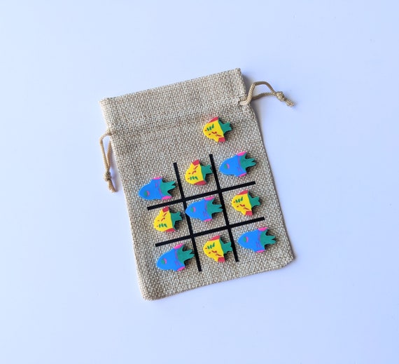 Fish or Under the Sea Theme Birthday Party Favor - Birthday Present - Stocking Stuffer - Tic Tac Toe Game - Yellow and Blue Mini Eraser Fish Il_570xn