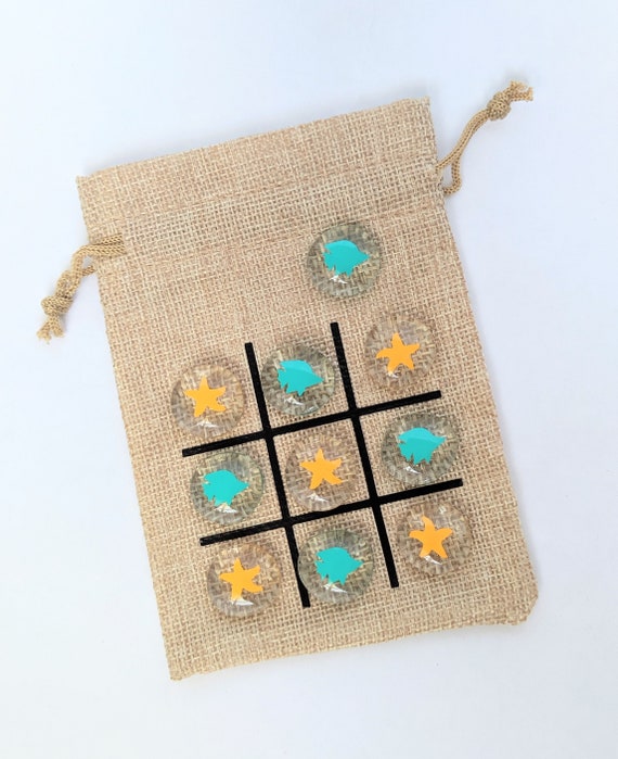 Beach or Under the Sea Theme Birthday Party Favor - Birthday Present - Easter Gift - Tic Tac Toe Game - Starfish & Fish Il_570xn