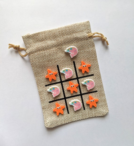 Beach or Ocean Theme Party Favor - Under the Sea Party - Birthday Gift - Stocking Stuffer - Tic Tac Toe Game - Starfish & Whale Mini Erasers Il_570xn