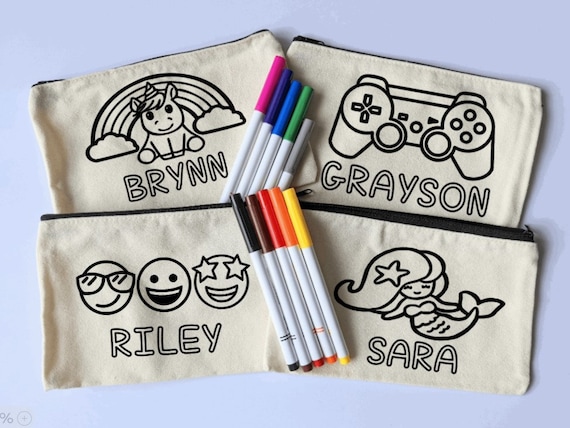 Custom Name Pencil Case Christmas Gift for Kids, Canvas Birthday