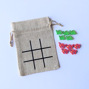 Dinosaur Birthday Party Theme Dino Party Favor Birthday Gift Tic Tac Toe Game Class Gift Green & Red Dinosaur mini erasers image 2