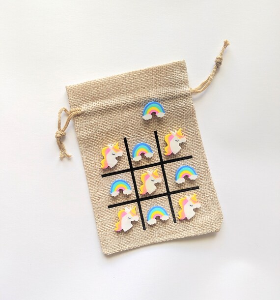 Unicorn Party Favors - Unicorn and Rainbow Theme - Birthday Gift - Easter Basket Stuffer - Kids Tic Tac Toe Game with Mini Erasers Il_570xn