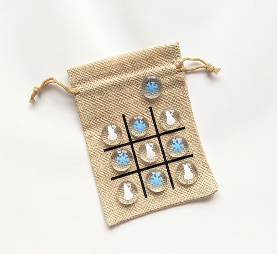 Christmas Stocking Stuffer - Winter Theme Gift - Tic Tac Toe Game - Party Favor - Holiday Goody Bag - Class Gift - Snowman & Snowflake Il_570xn