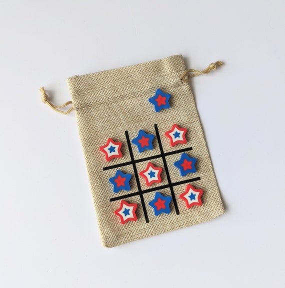 4th of July Party Favor - Patriotic Gift for Kids - Independence Day - Tic Tac Toe Game - Stocking Stuffer - Mini Eraser Stars Il_570xn